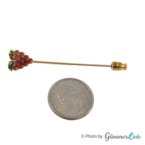 Vintage Grapes Enamel Gold Tone Stick Pin - Picture 5 of 12